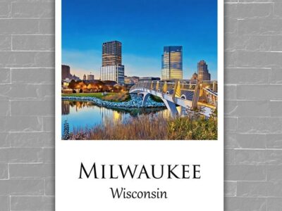 Milwaukee travel art canvas print, Milwaukee wall art, Milwaukee canvas art,  Milwaukee watercolor canvas wall art,  Milwaukee print