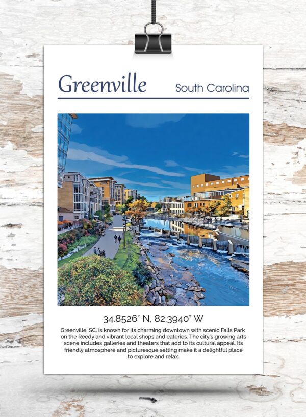 Greenville travel art canvas print, Greenville  wall art, Greenville  canvas art,  Greenville  watercolor canvas wall art, Greenville  print - Image 3