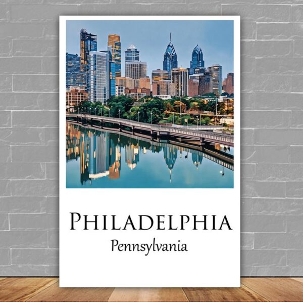 Philadelphia travel art canvas print, Philadelphia wall art Philadelphia canvas art, Philadelphia watercolor canvas wall art,