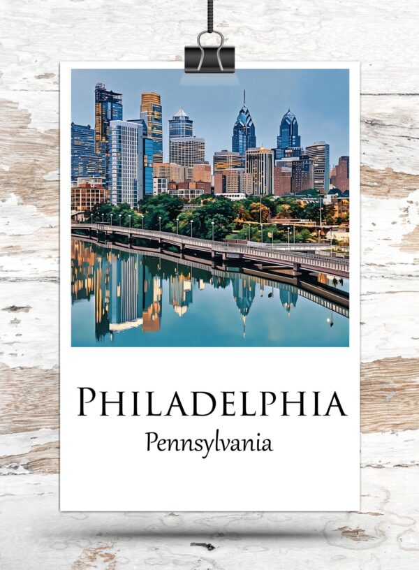 Philadelphia travel art canvas print, Philadelphia wall art Philadelphia canvas art, Philadelphia watercolor canvas wall art, - Image 3