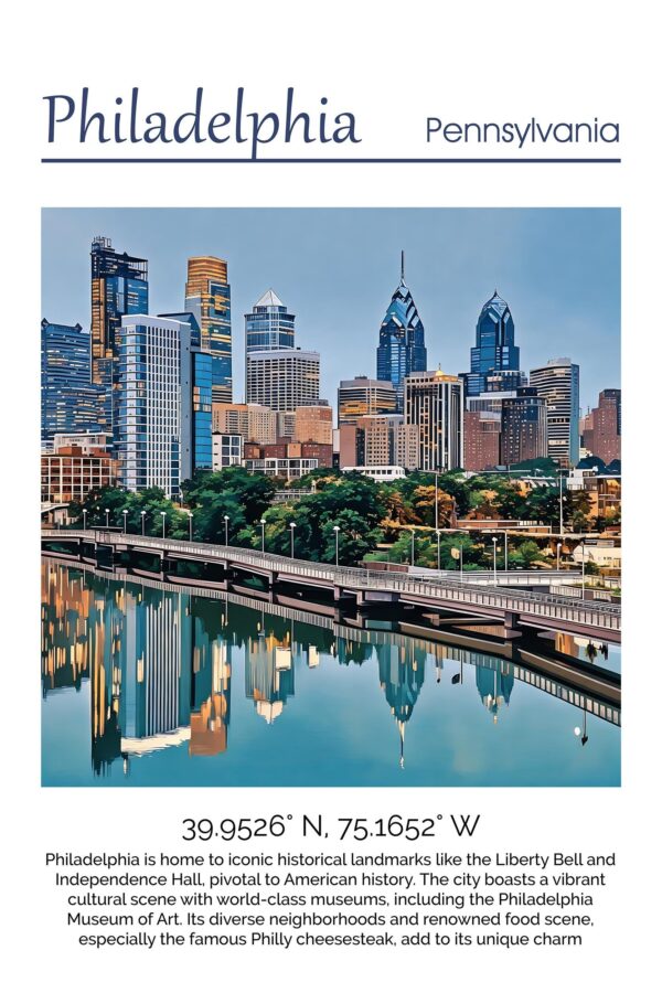 Philadelphia travel art canvas print, Philadelphia wall art Philadelphia canvas art, Philadelphia watercolor canvas wall art, - Image 4