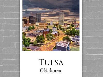 Tulsa travel art canvas print, Tulsa wall art, Tulsa canvas art,   Tulsa watercolor canvas wall art, Tulsa Arizona print