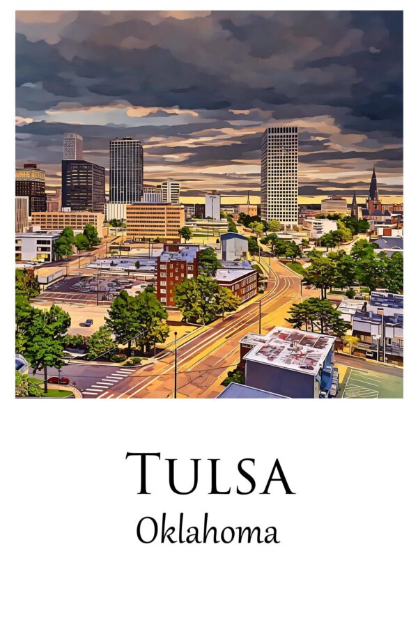 Tulsa travel art canvas print, Tulsa wall art, Tulsa canvas art,   Tulsa watercolor canvas wall art, Tulsa Arizona print - Image 4