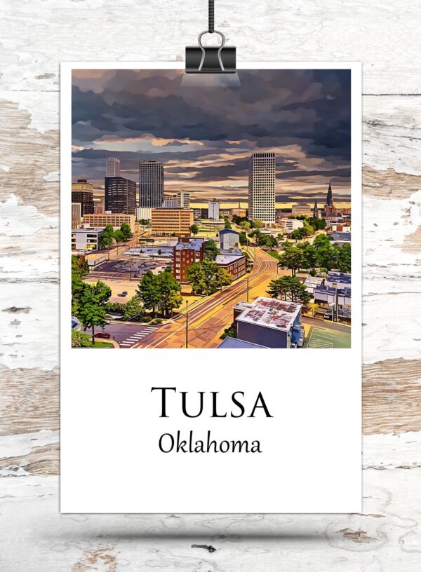 Tulsa travel art canvas print, Tulsa wall art, Tulsa canvas art,   Tulsa watercolor canvas wall art, Tulsa Arizona print - Image 3