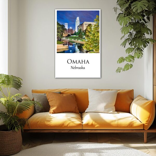 Omaha travel art canvas print, Omaha wall art, Omaha canvas art,   Omaha watercolor canvas wall art,  Omaha Nebraska print - Image 2