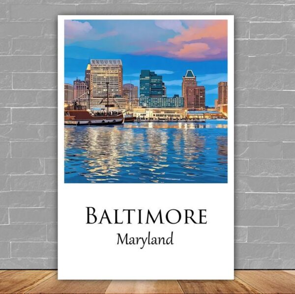 Baltimore travel art canvas print, Baltimore wall art, Baltimore canvas art,  Baltimore watercolor canvas wall art,  Baltimore print