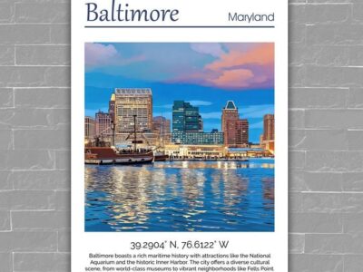 Baltimore travel art canvas print, Baltimore wall art, Baltimore canvas art,  Baltimore watercolor canvas wall art,  Baltimore print