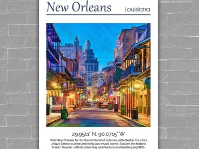 New Orleans travel art canvas print,  New Orleans wall art,  New Orleans canvas art,  New Orleans watercolor, New Orleans canvas wall art,