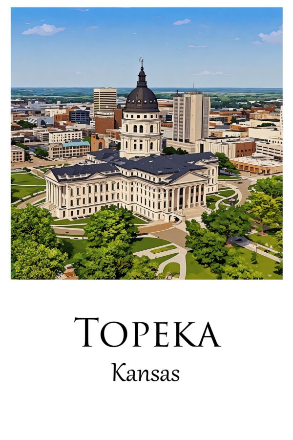 Topeka travel art canvas print, Topeka  wall art, Topeka canvas art,   Topeka  watercolor canvas wall art, Topeka Kansas print - Image 4