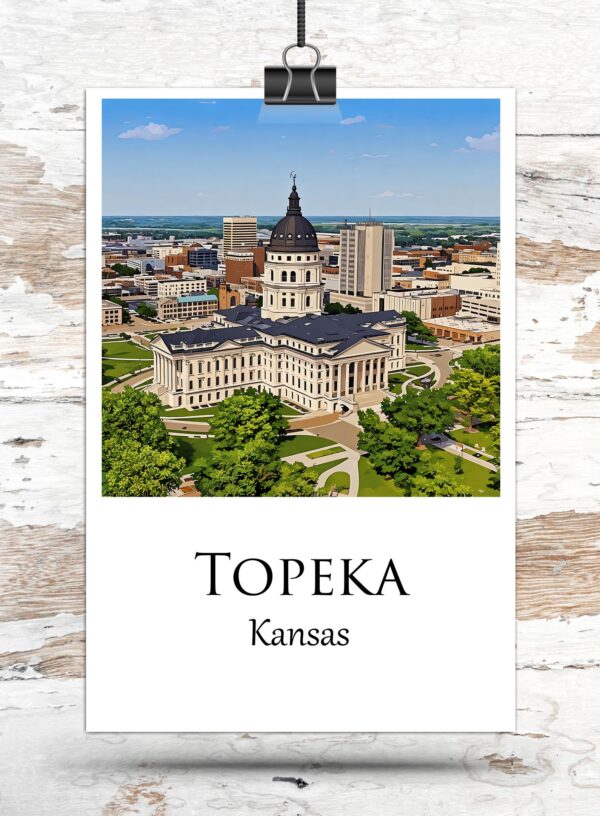 Topeka travel art canvas print, Topeka  wall art, Topeka canvas art,   Topeka  watercolor canvas wall art, Topeka Kansas print - Image 3