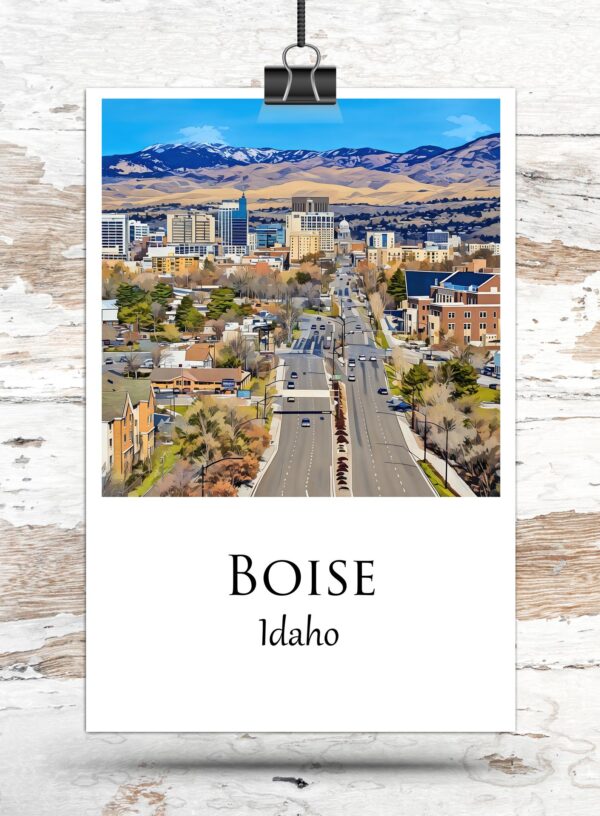 Boise travel art canvas print, Boise  wall art, Boise canvas art,   Boise watercolor canvas wall art, Boise Idaho print - Image 3
