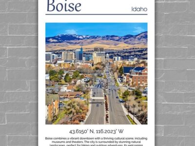 Boise travel art canvas print, Boise  wall art, Boise canvas art,   Boise watercolor canvas wall art, Boise Idaho print