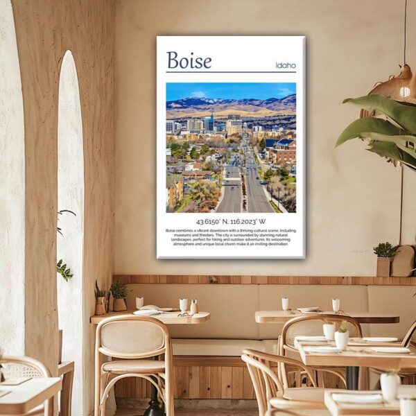 Boise travel art canvas print, Boise  wall art, Boise canvas art,   Boise watercolor canvas wall art, Boise Idaho print - Image 2
