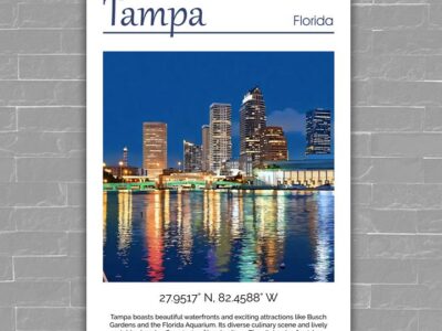 Tampa travel art canvas print,  Tampa wall art, Tampa canvas art,   Tampa watercolor canvas wall art, Tampa Florida print