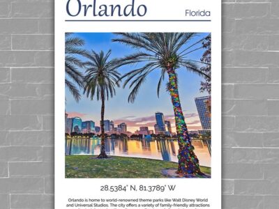 Orlando travel art canvas print, Orlando wall art, Orlando  canvas art,   Orlando watercolor canvas wall art,  Orlando Florida print