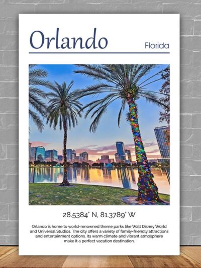 Orlando travel art canvas print, Orlando wall art, Orlando  canvas art,   Orlando watercolor canvas wall art,  Orlando Florida print