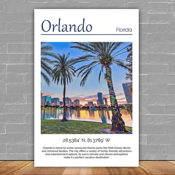 Orlando travel art canvas print, Orlando wall art, Orlando  canvas art,   Orlando watercolor canvas wall art,  Orlando Florida print