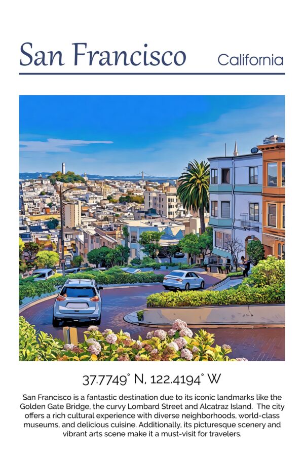 San Francisco Canvas, San Francisco Print, San Francisco  wall art,  San Francisco travel art print, San Francisco  poster