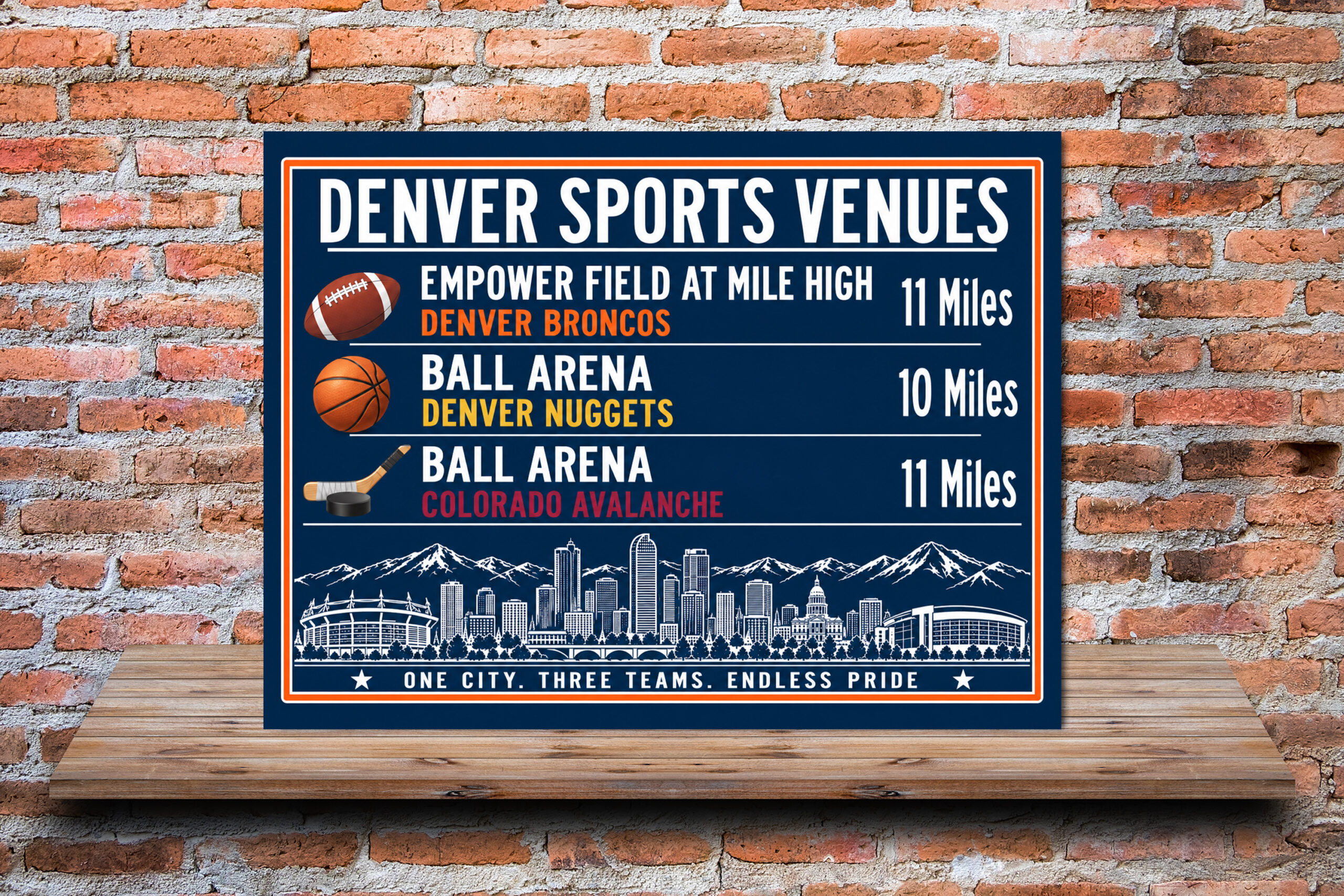Denver Sports Canvas Print Broncos Nuggets Avalanche Stadium Wall Decor - Image 2