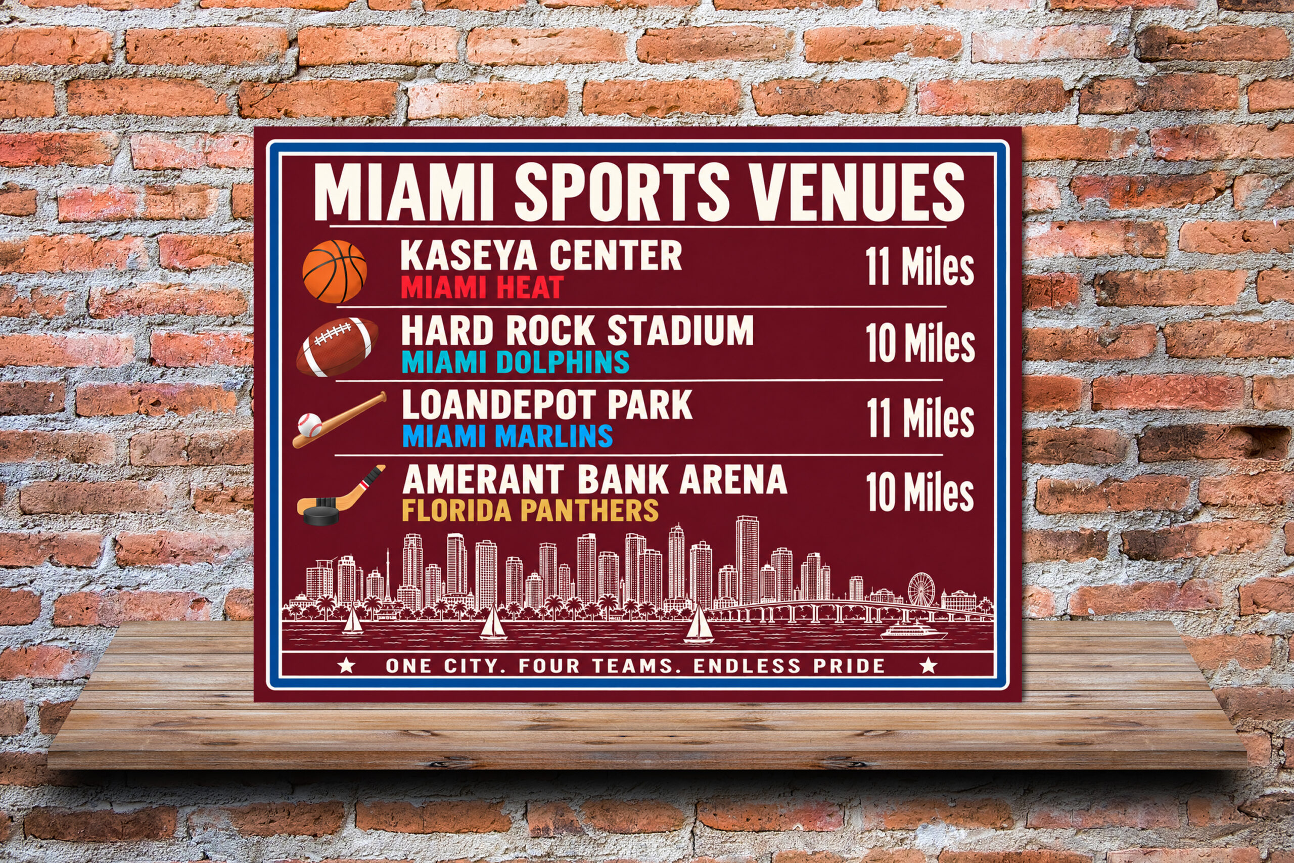 Miami Sports Canvas Print Heat Dolphins Marlins Panthers Stadium Wall Decor - Image 2