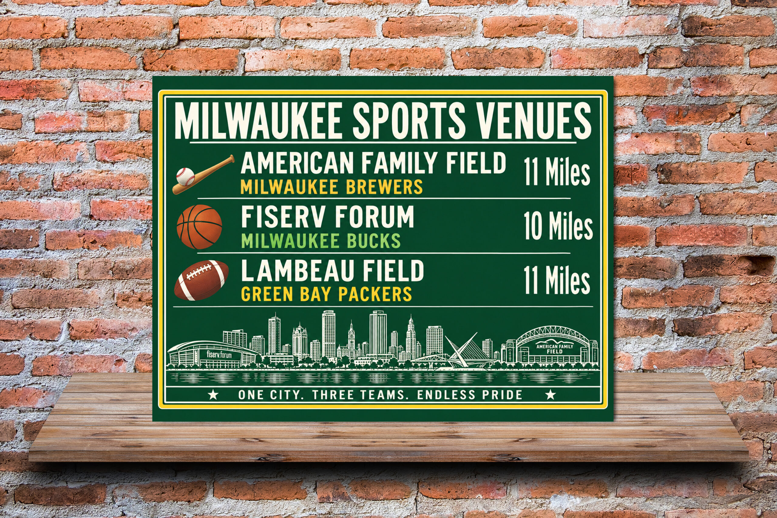 Milwaukee Sports Canvas Print Brewers Bucks Packers Stadium Wall Decor - Image 2