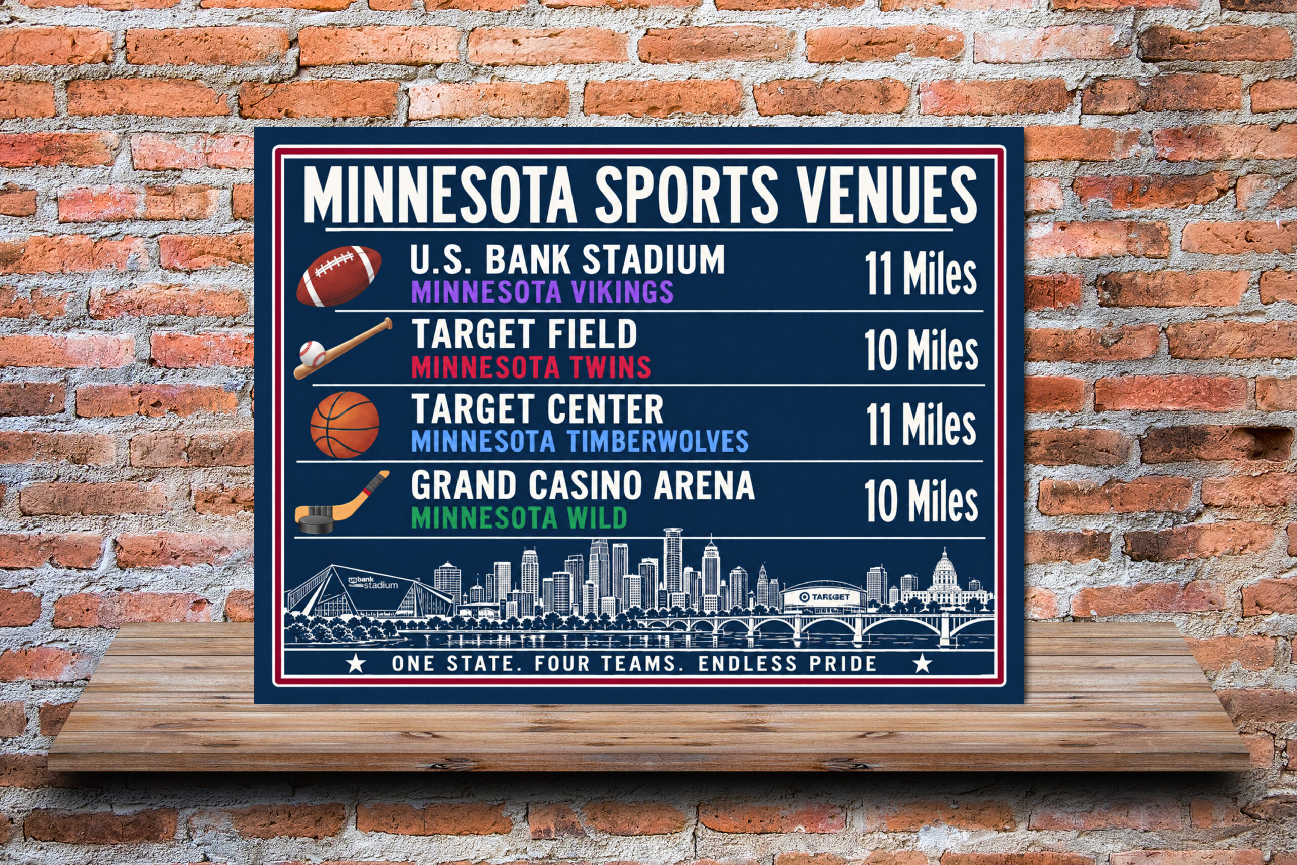 Minnesota Sports Canvas Print Vikings Twins Timberwolves Wild Stadium Wall Decor - Image 2