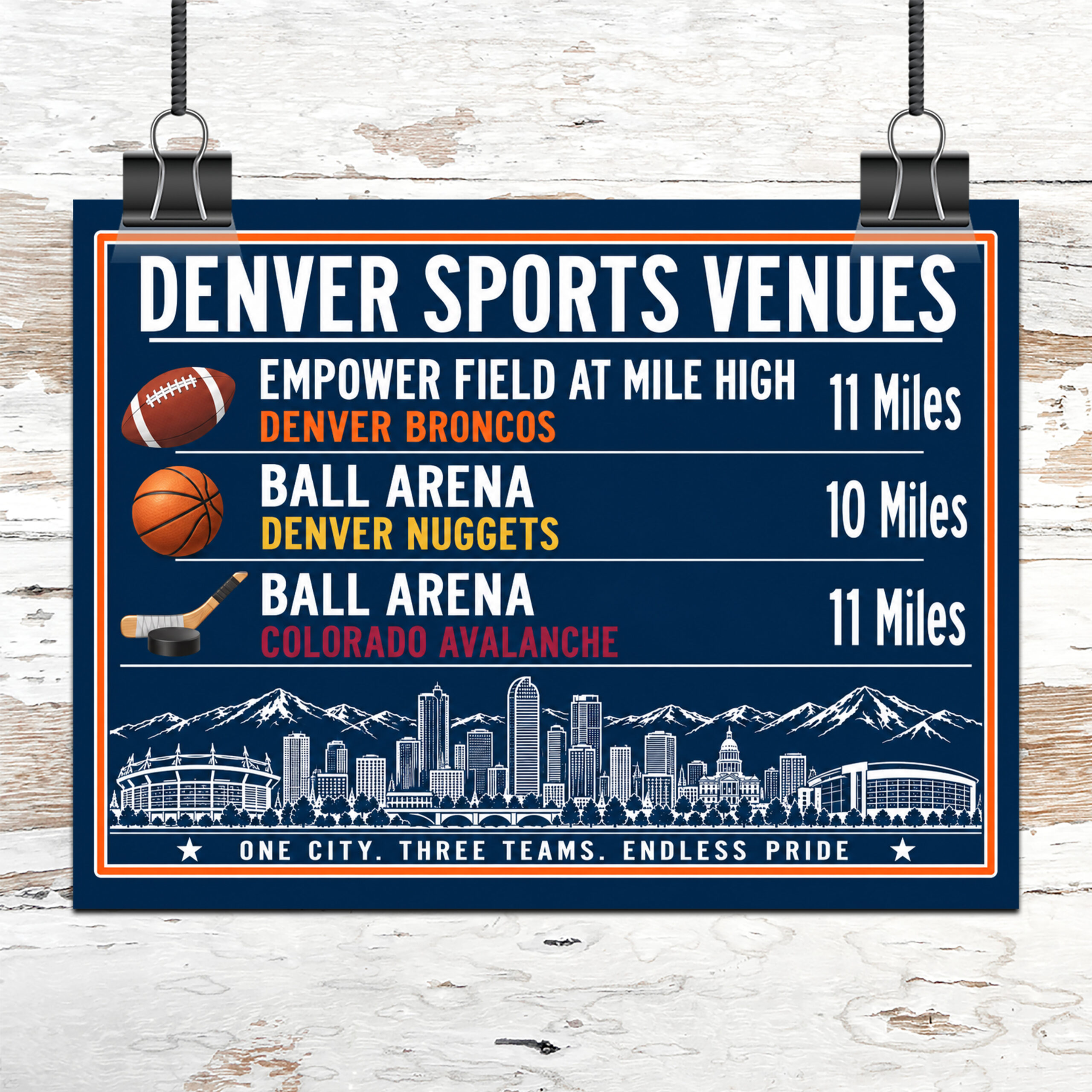 Denver Sports Canvas Print Broncos Nuggets Avalanche Stadium Wall Decor - Image 4