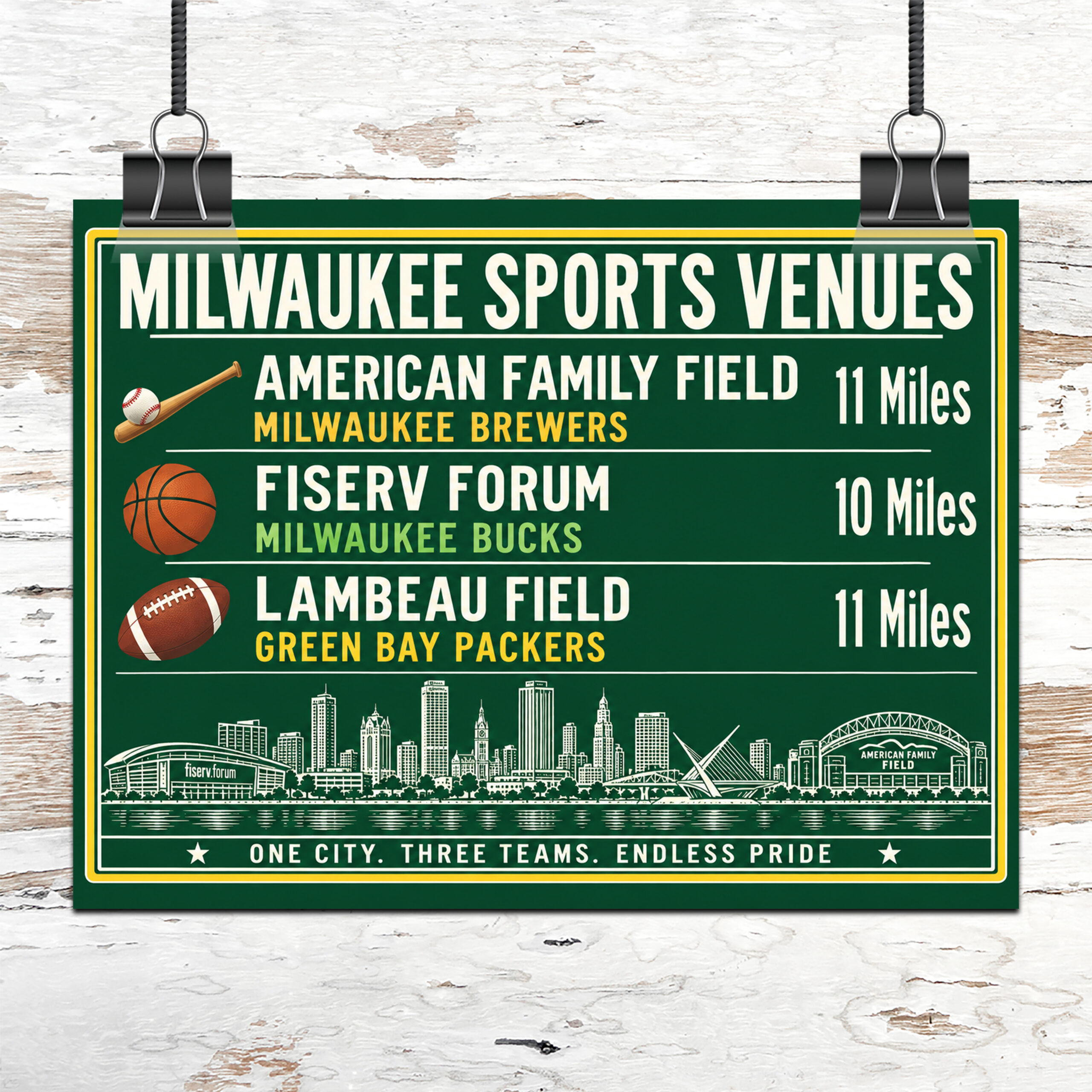 Milwaukee Sports Canvas Print Brewers Bucks Packers Stadium Wall Decor - Image 4
