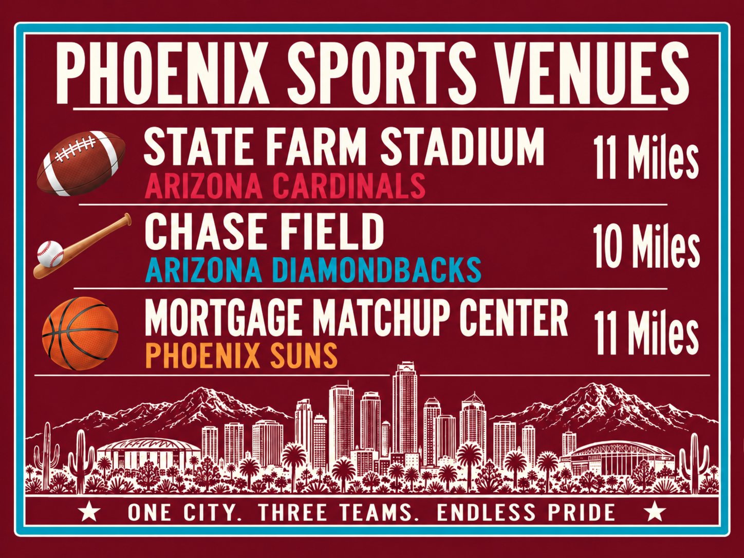 Phoenix Sports Canvas Print Cardinals Diamondbacks Suns Stadium Wall Decor - Image 5
