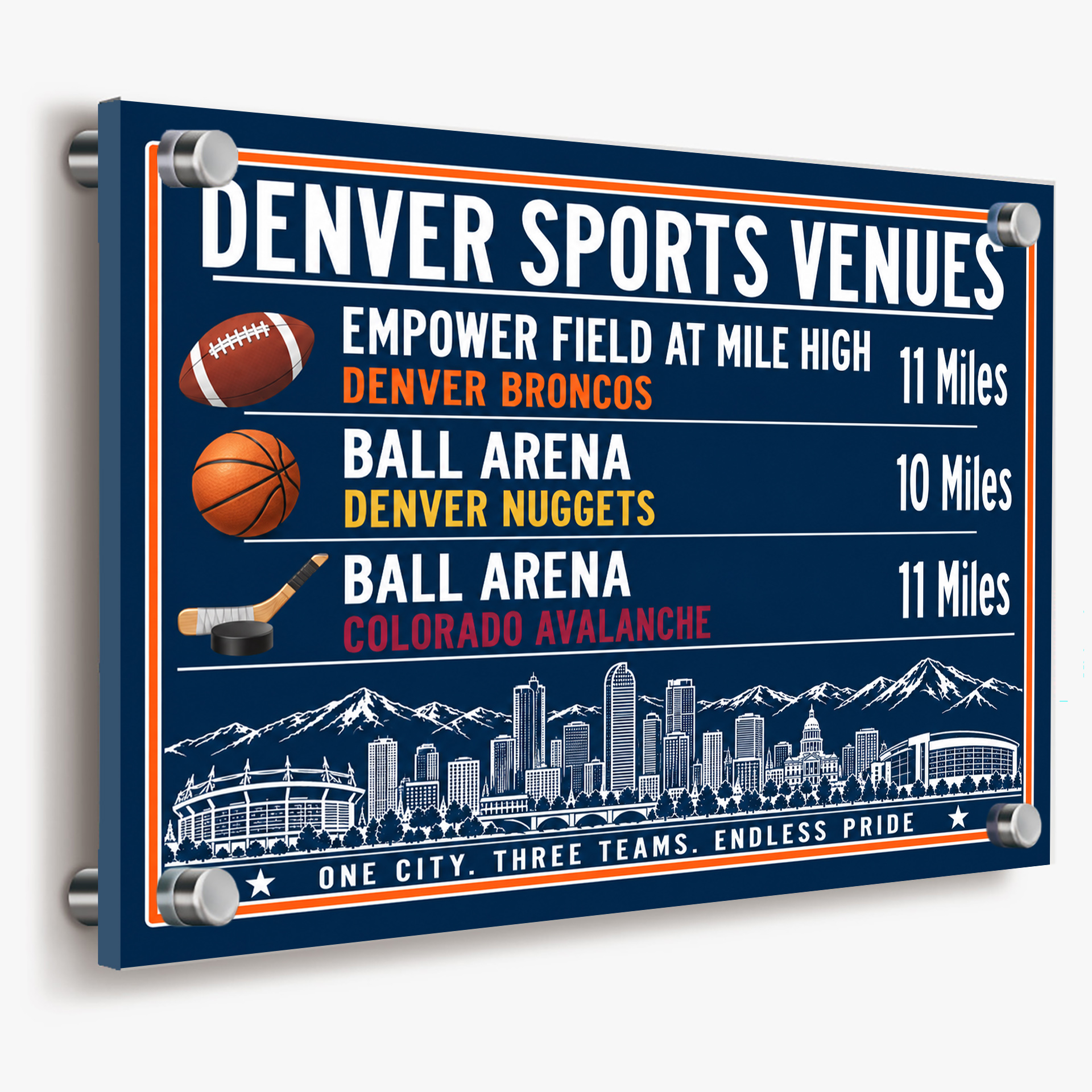 Denver Sports Canvas Print Broncos Nuggets Avalanche Stadium Wall Decor - Image 3