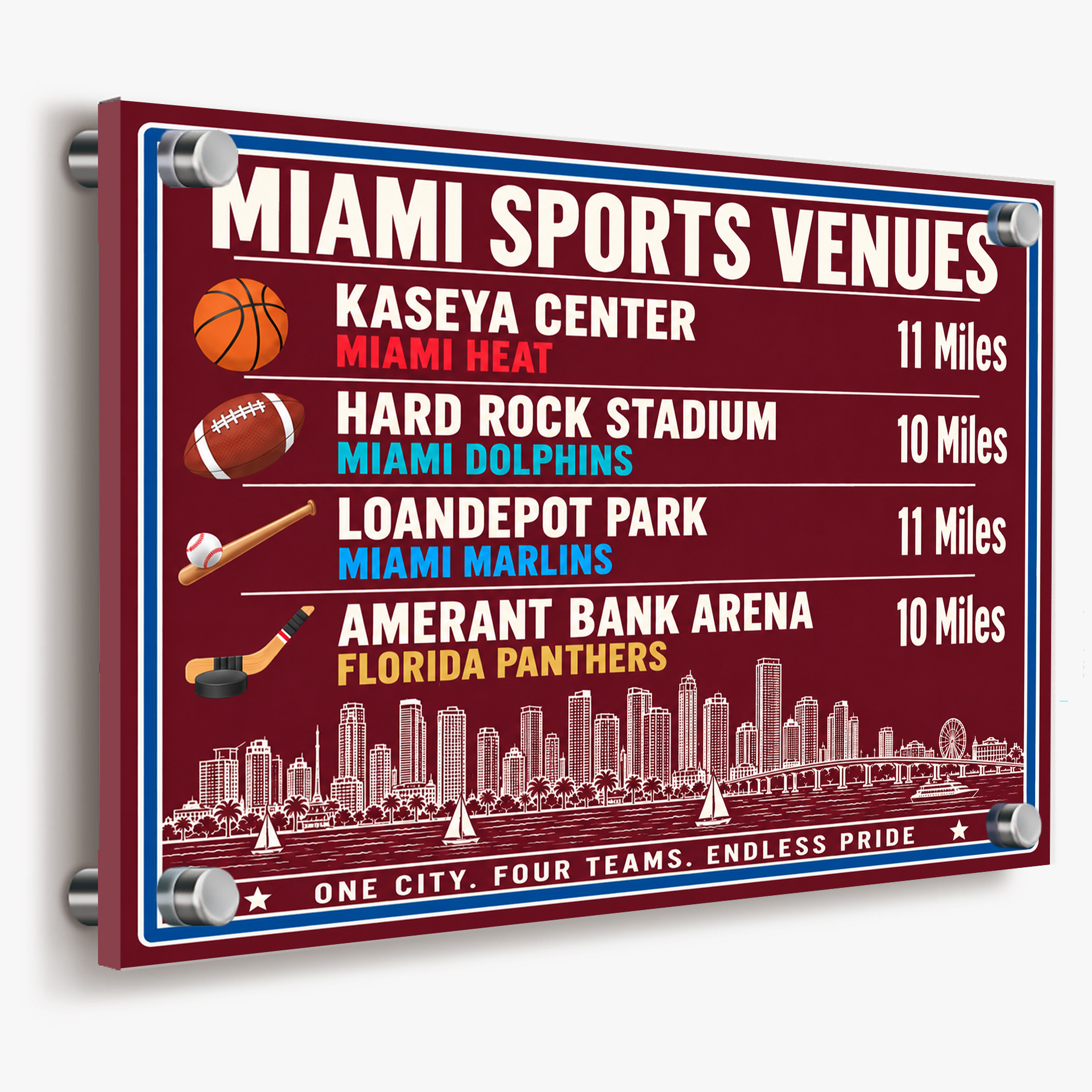 Miami Sports Canvas Print Heat Dolphins Marlins Panthers Stadium Wall Decor - Image 3
