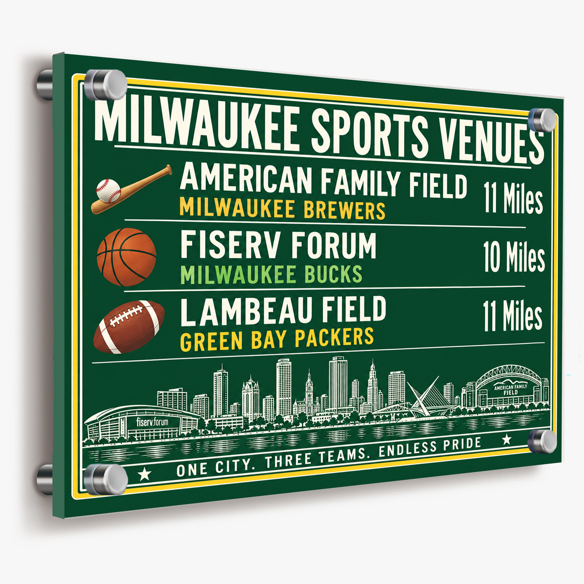 Milwaukee Sports Canvas Print Brewers Bucks Packers Stadium Wall Decor - Image 3