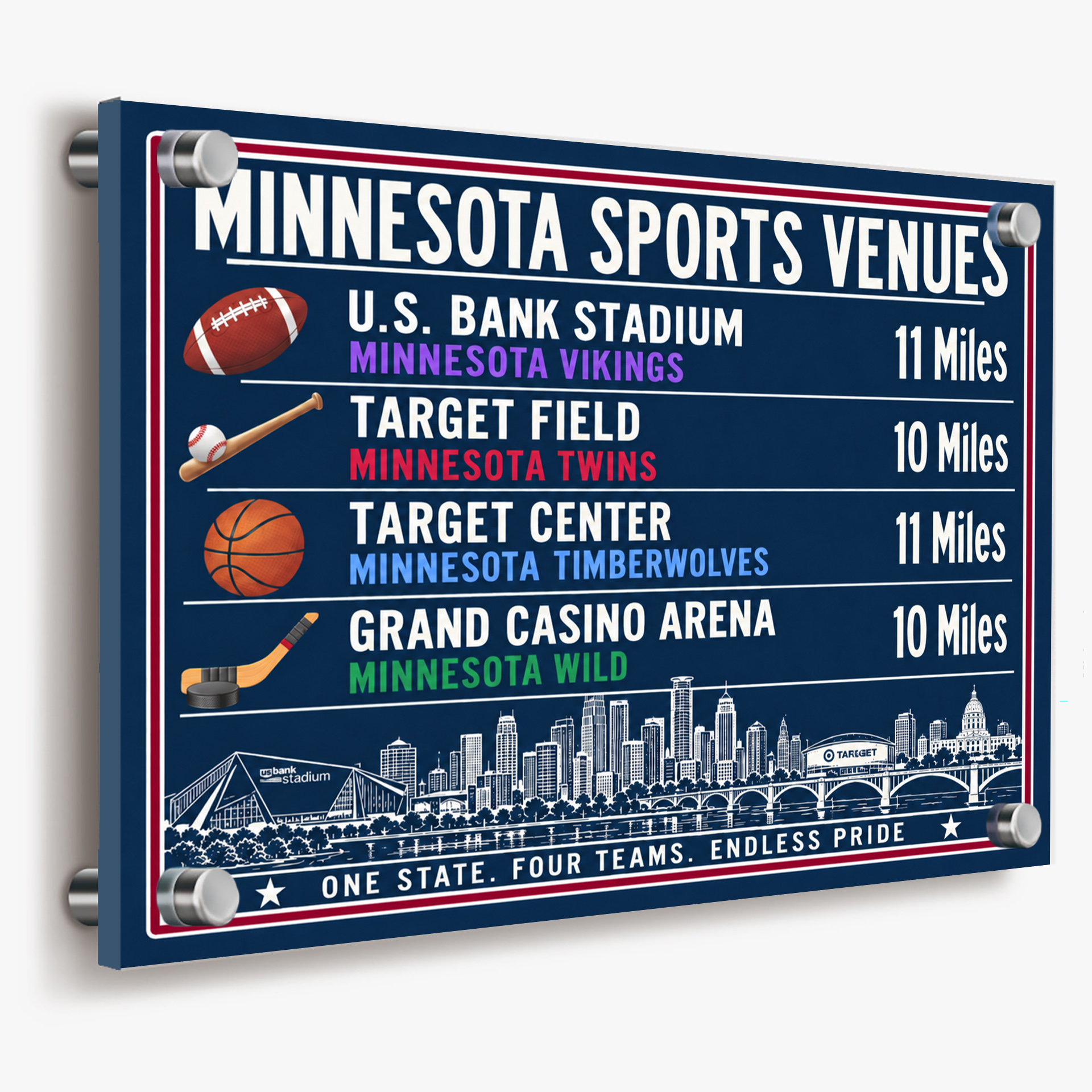 Minnesota Sports Canvas Print Vikings Twins Timberwolves Wild Stadium Wall Decor - Image 3