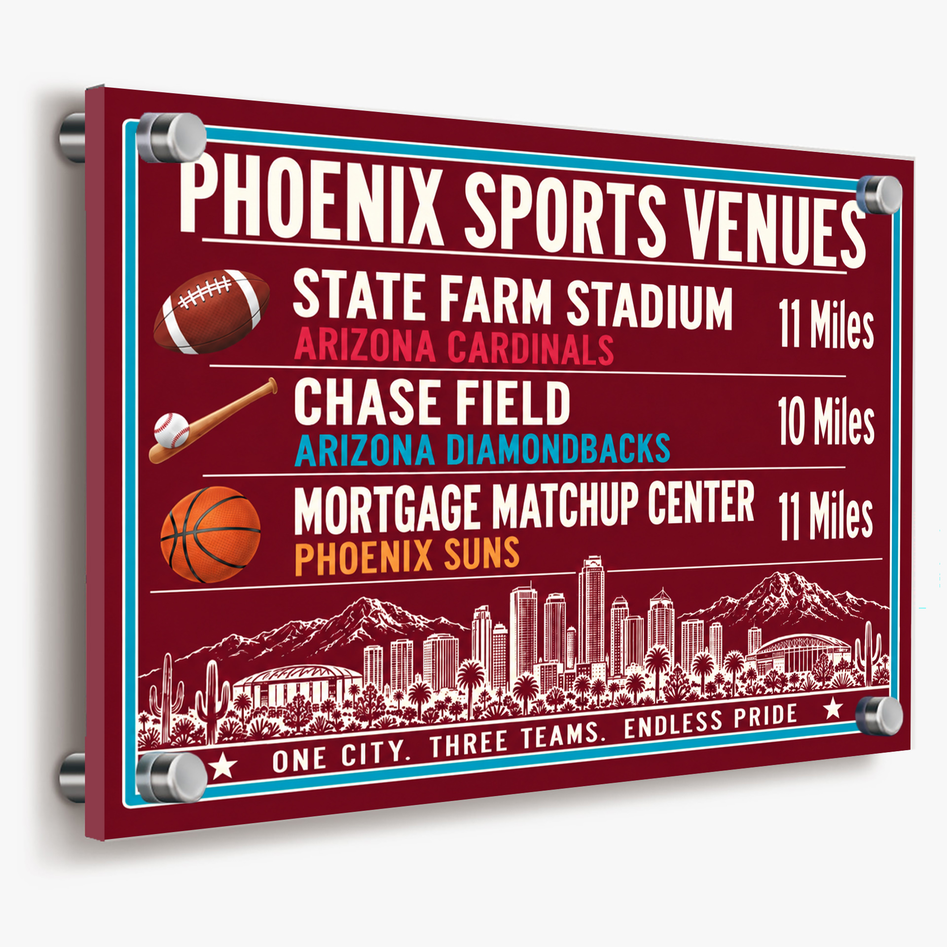 Phoenix Sports Canvas Print Cardinals Diamondbacks Suns Stadium Wall Decor - Image 3