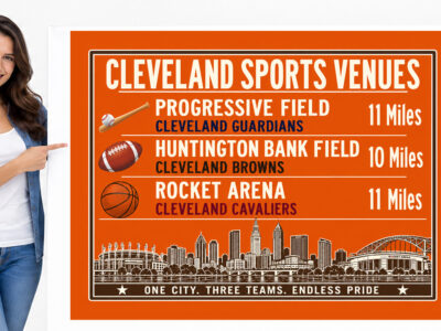 Cleveland Sports Canvas Print Browns Guardians Cavaliers Stadium Wall Decor