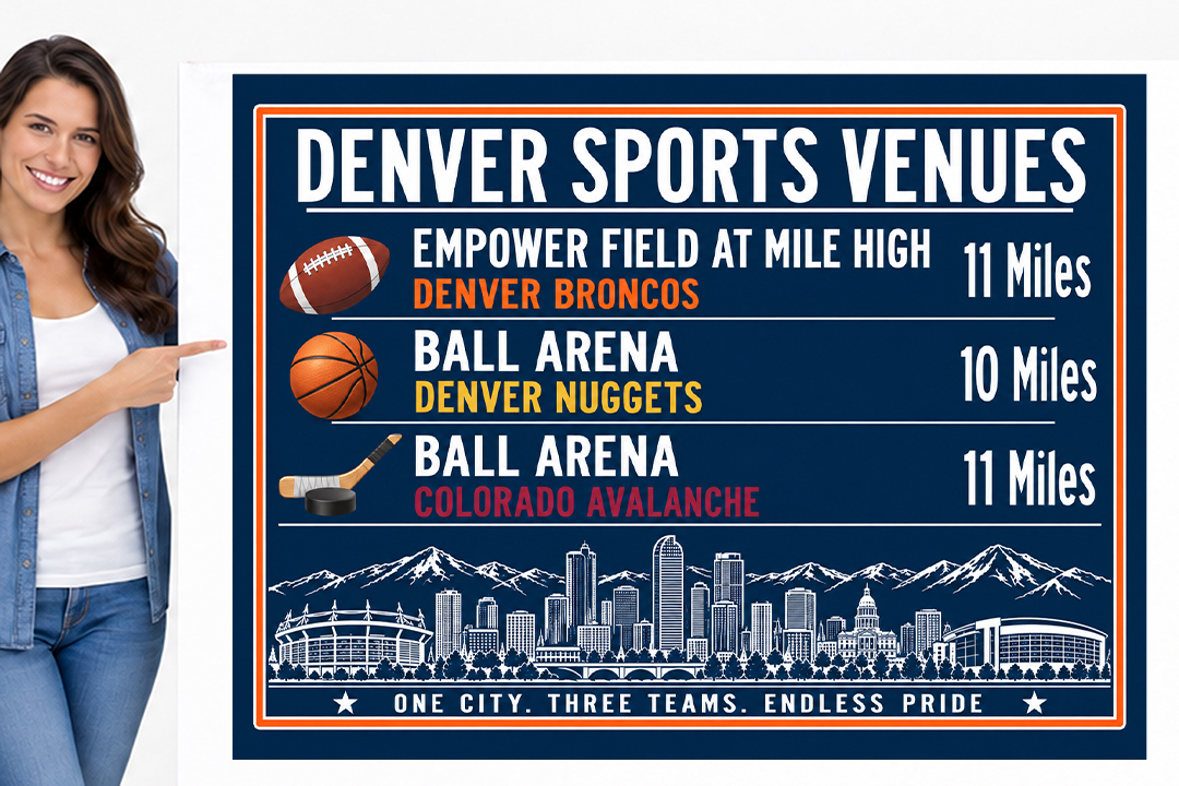 Denver Sports Canvas Print Broncos Nuggets Avalanche Stadium Wall Decor