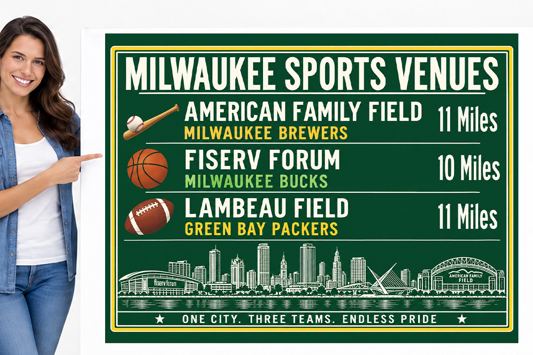 Milwaukee Sports Canvas Print Brewers Bucks Packers Stadium Wall Decor