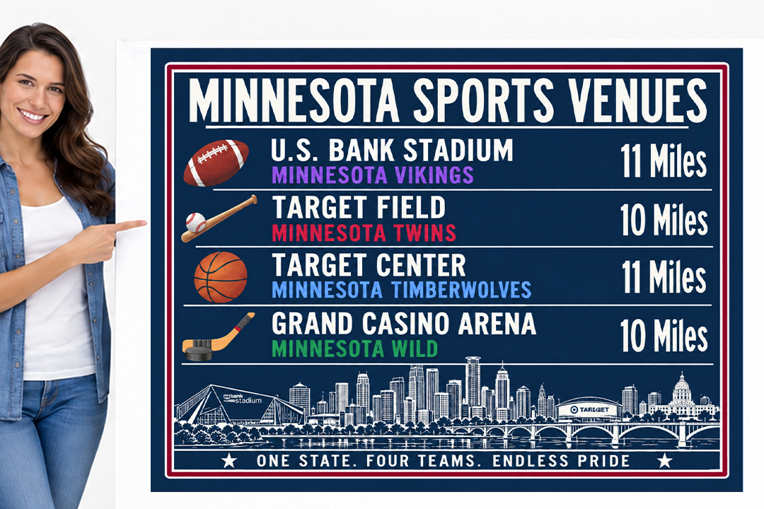 Minnesota Sports Canvas Print Vikings Twins Timberwolves Wild Stadium Wall Decor