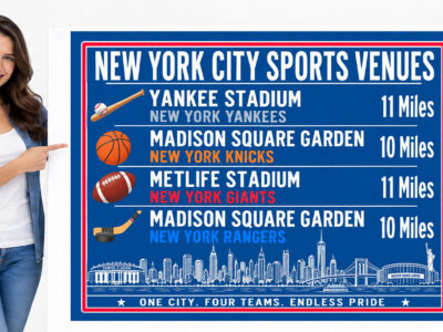 New York Sports Canvas Print Yankees Knicks Giants Rangers Stadium Wall Decor